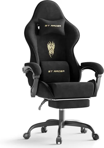 Vista 13 de Ferghana - Silla de tela de terciopelo para juegos, silla Gamer ergonómica de respaldo alto para adultos, silla cómoda para videojuegos