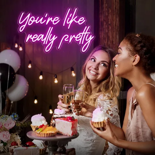 Vista 7 de Señal de neón "You're Like Really Pretty", señal de neón rosa para decoración de pared Señal de neón "You're Like Really Pretty" para recámara