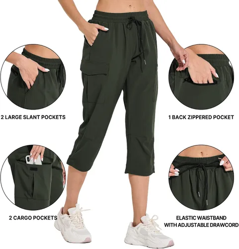 Vista 7 de ChinFun Pantalones capri de senderismo para mujer, de secado rápido, resistentes al agua, UPF 50+