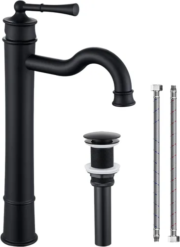 Vista 10 de Grifo romano para lavabo de baño dorado cepillado de un solo agujero, montaje en cubierta, conjunto de drenaje desplegable con placa de cubierta