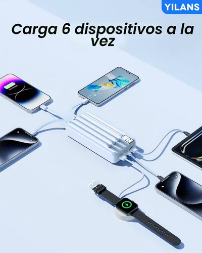Vista 3 de YILANS Cargador portátil 50000mAh, banco de energía de 22.5W con 4 cables Azur