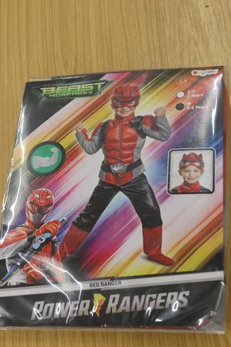 Vista 4 de Disfraz muscular de Red Ranger Beast Morphers para niños pequeños