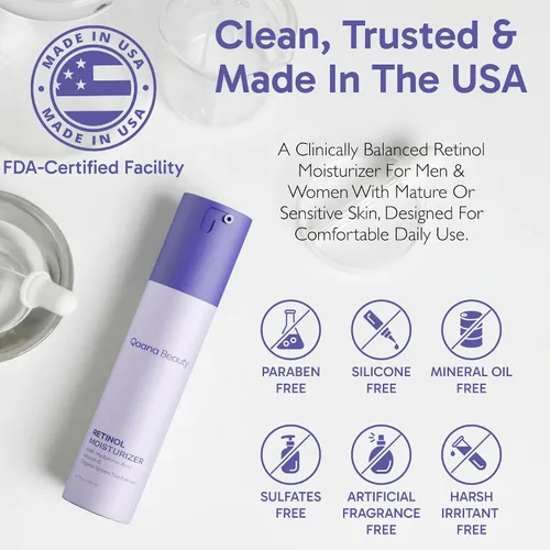 Vista 6 de Qaana Lujosa crema hidratante facial con retinol, colágeno y ácido hialurónico, crema antienvejecimiento para mujeres y hombres con colágeno
