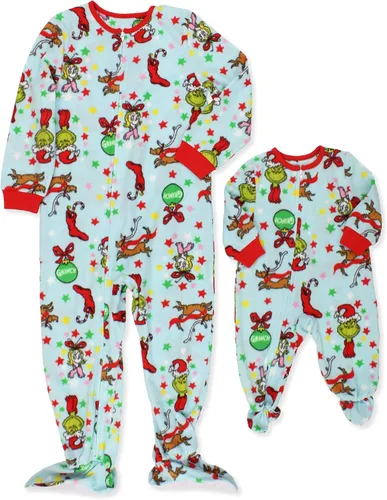 Vista 6 de The Grinch Dr. Seuss - Pijama de Navidad con pies para niños y niñas