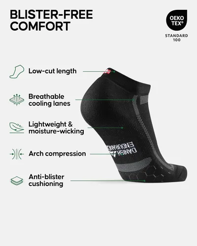 Vista 2 de DANISH ENDURANCE Calcetines tobilleros para correr largas distancias, acolchados, antiampollas, absorben la humedad, para hombres y mujeres, paquete