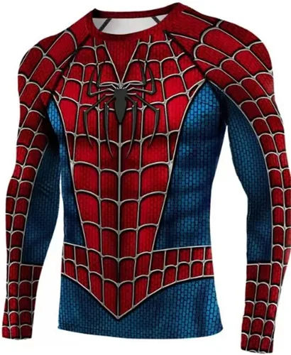 Vista 2 de Camiseta deportiva elástica, ajustada, de secado rápido, diseño de superhéroe en 3D, para cosplay