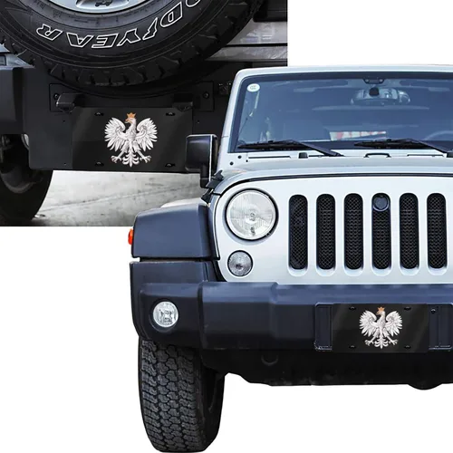 Vista 7 de Placa de matrícula de aluminio con bandera polaca de Polonia, águila polaca, cubierta de placa de matrícula frontal de metal para automóvil
