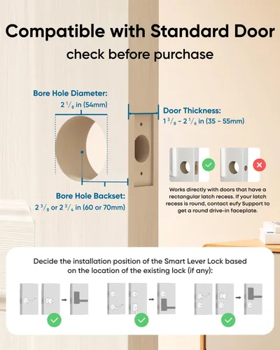 Vista 6 de eufy Security Smart Lock C33, cerradura de puerta con teclado con asa, perilla de puerta de huellas dactilares, cerradura de puerta de entrada sin