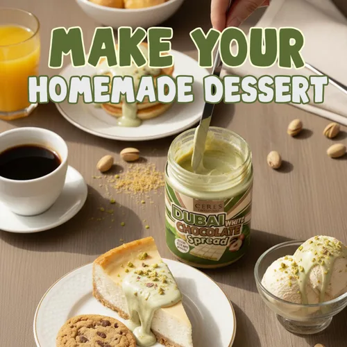 Vista 9 de Dubai - Chocolate blanco untable - Pistacho untable con filo tostado, chocolate gourmet para el desayuno - 9.7 onzas