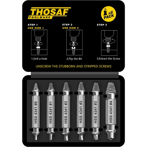 Vista 2 de Juego de extractor de tornillos dañados, removedor para tornillos de cabeza pelada, tuercas y pernos, herramientas de broca para una fácil