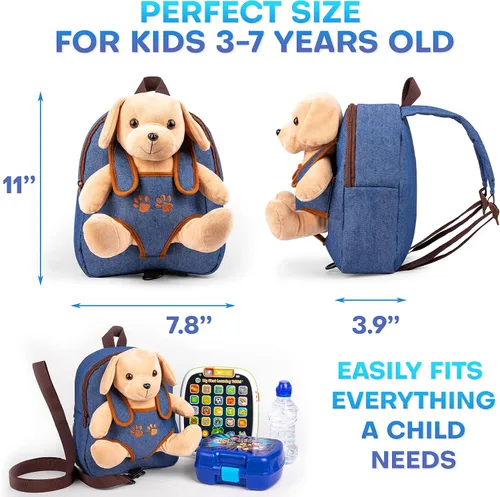Vista 3 de Mochila de juguete para perros pequeños con correa para niños y niñas, de 2 a 5 años, con cachorro de peluche