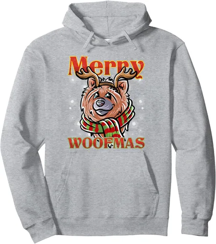 Vista 3 de Merry Woofmas Chow Chow Reindeer Dog Christmas Dogs X-Mas Pullover Hoodie