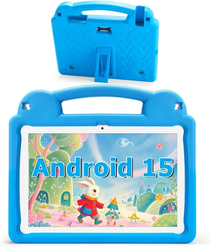 Vista 9 de Tablet infantil de 10.1 pulgadas, tableta Android para niños, Android 15, pantalla de 1280 x 800, CPU Octa-Core, 8 GB+64 GB, 1 TB expandible a Azul