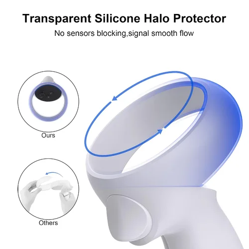 Vista 4 de Halo Silicone Controller Cover Compatible with Oculus Meta Quest 2 Controller, Soft Silicone Grips Cover, Anti-Bumping Silicone Ring Cover with