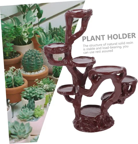 Vista 7 de Yardwe Elegante soporte de planta de resina elevada para maceta, base estable para soporte de bonsái de resina