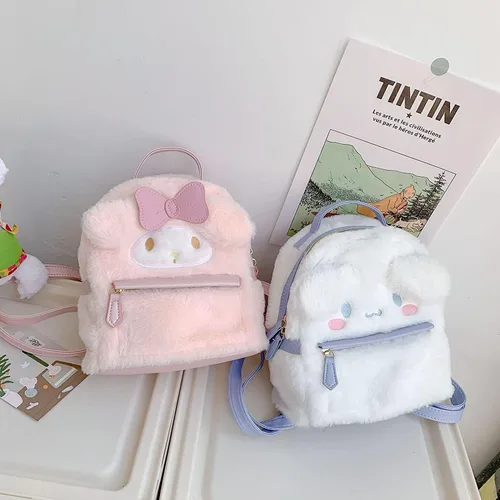 Vista 8 de ACCENE Lindas mochilas de felpa peluda, Rosado