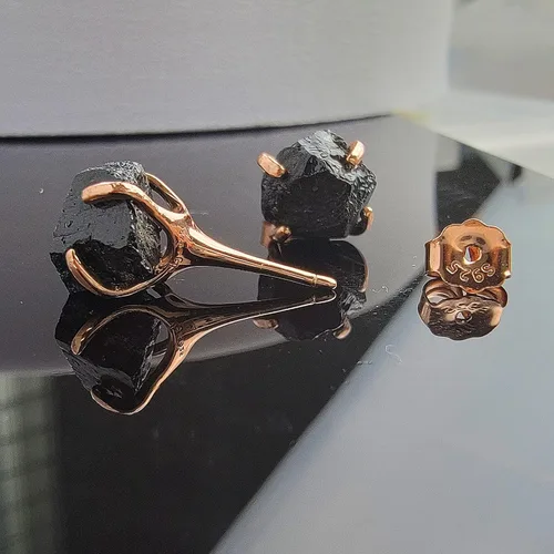 Vista 62 de Aretes de piedra preciosa natural en bruto con oro rosa sobre plata de ley 925, 6 a 0.276 in, regalo de piedra de nacimiento de calidad genuina