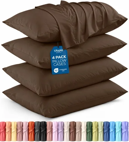 Vista 15 de Utopia Bedding - Juego de 4 fundas de almohada tamaño estándar, con cierre de sobre, tela de microfibra cepillada suave, resistentes al encogimiento