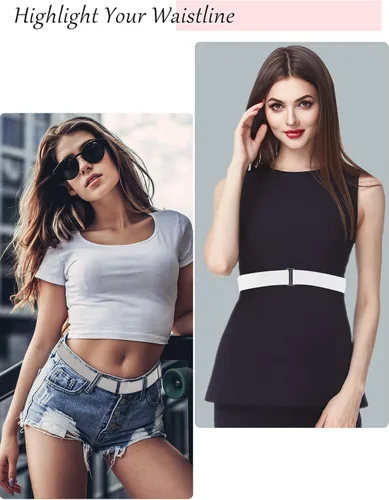 Vista 6 de Women No Show Invisible Belt Elastic Stretch Waist Belt with Flat Buckle