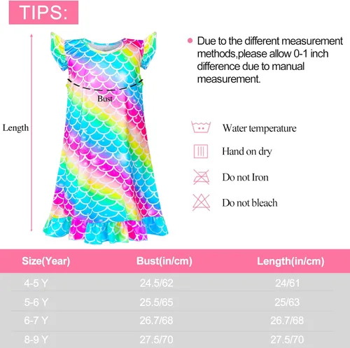 Vista 3 de Fiodrimy Girls Nightgowns Unicorn Sleepwear Night Sleep Dress Pajamas Little Kids Toddler Soft Nightgown