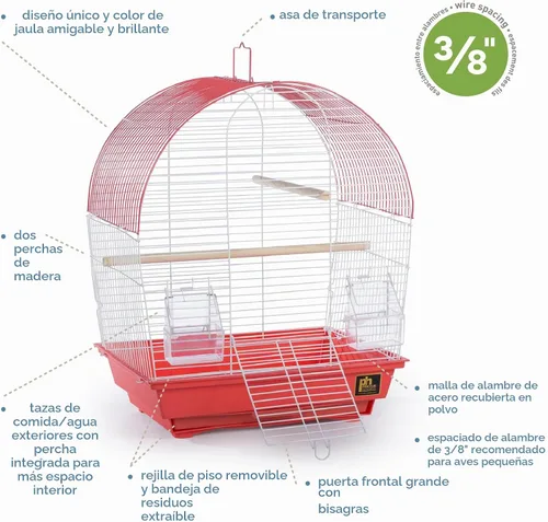 Vista 2 de Prevue Pet Products South Beach Dome Top Bird Jaula, Coral (SP50100)