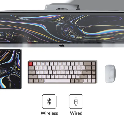 Vista 2 de Keychron Teclado mecánico inalámbrico K6 de 68 teclas para Mac, 65% compacto, Bluetooth, multitarea, teclado de juegos con cable tipo C para Windows