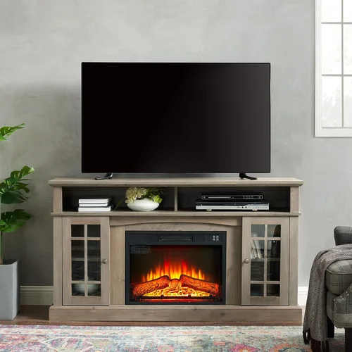 Vista 16 de Farmhouse Classic Media - Soporte de TV antiguo para TV de hasta 50 pulgadas con espacio de almacenamiento abierto y cerrado