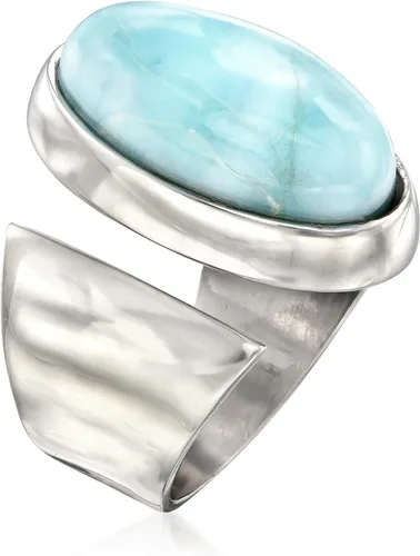 Vista 3 de Ross-Simons Anillo envolvente Larimar en plata de ley