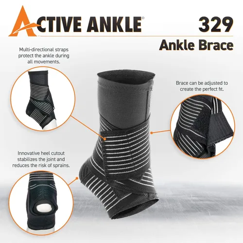 Vista 5 de Tobillera Active 329, manga de compresión de tobillo con correas para hombres y mujeres, tirantes para voleibol, fútbol, baloncesto, rugby