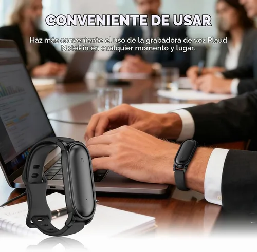 Vista 5 de Pulsera de silicona compatible con grabadora de voz Plaud NotePin, funda de PC con correa ajustable para Plaud NotePin S (2025), correa de repuesto