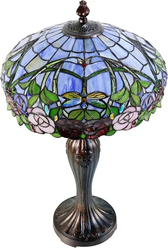 Vista 5 de Dale Tiffany TT12232 Lámpara de mesa Zenia Rose, 16.25" x 16.25" x 27", Fieldstone