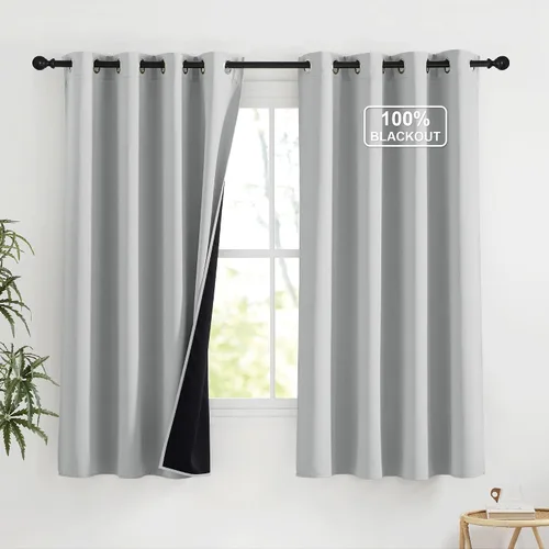 Vista 59 de NICETOWN Cortinas 100% Opacas Cortas de 36 Pulgadas de Largo para Dormitorio, Privacidad Aislamiento Térmico con Ojales Cortinas de Ventana