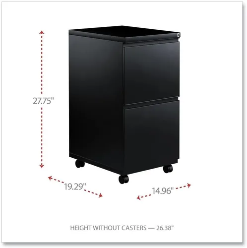 Vista 2 de Alera PBFFBL - Archivo de pedestal de metal con dos cajones con tirador de longitud completa, 14 7/8 pulgadas de ancho x 19 1/8 pulgadas, color negro