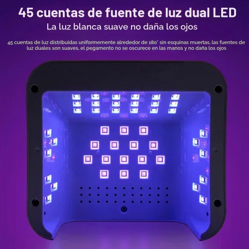 Vista 2 de LIMEGIRL Kit de lámpara de uñas LED UV para esmalte de gel profesional de secado rápido rosa juego de luz secadora con guantes de protección