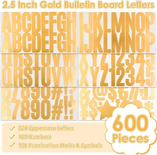 Vista 3 de Calcomanías de letras doradas de 2.5 pulgadas, 600 piezas, 36 hojas, juego de letras del alfabeto, calcomanías autoadhesivas del alfabeto para Oro