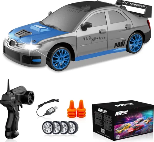 Vista 10 de Coches de Deriva RC, 2.4Ghz 1:24 Coche de Control Remoto 4WD de Alta Velocidad Deriva RC con Luz LED y Neumáticos de Deriva Coches de Juguete