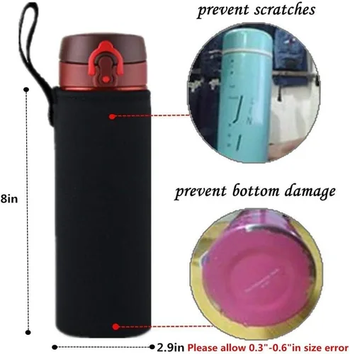 Vista 2 de Portador de botella de agua de 25.4 fl oz, 25 oz, funda de cubierta de botella de neopreno, bolsa de botella aislada