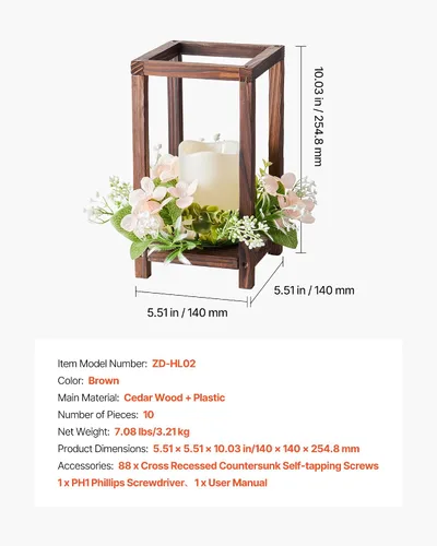 Vista 7 de VEVOR Juego de 10/30 piezas de centro de mesa de madera para boda, incluye 10 portavelas de madera, 10 velas LED sin llama, 10 coronas florales