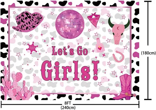 Vista 5 de AIBIIN Telón de fondo Let's Go Girls de 8 x 6 pies, decoración de fiesta de despedida de soltera, discoteca espacial, graduación, fiesta