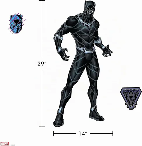 Vista 6 de Wall Palz Marvel Black Panther Calcomanía de Pared - 29" Realidad Aumentada Black Panther Decoración de Dormitorio Despegar y Pegar Calcomanías