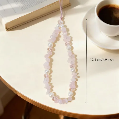 Vista 6 de Phone Charm Beaded Camera Wrist Strap Cute Chain Lanyard Wristlet 3 piezas de cristal