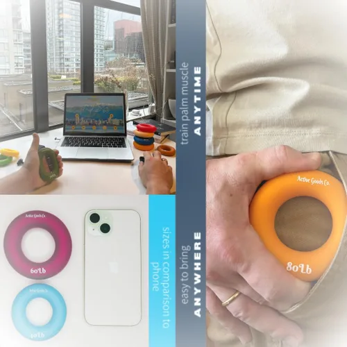 Vista 6 de ActiveGoodsCo - Anillo de silicona hecho para uso profesional. Niveles de resistencia progresiva de 10 libras-120 libras (8.8-121.3 lbs). Dos