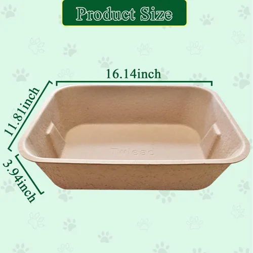 Vista 3 de Caja de arena desechable para gatos (3 paquetes con 1 toalla) Bandeja ecológica de papel 100% reciclado para gatos, 16.14 x 11.81 x 3.94 pulgadas
