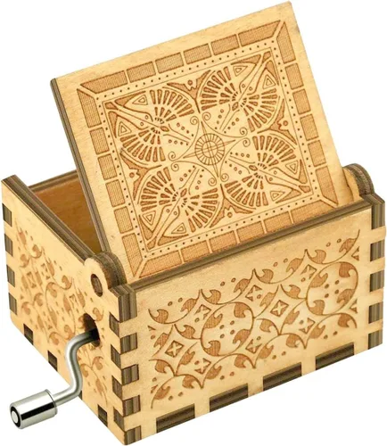 Vista 5 de Pursuestar - Caja de música de madera grabada, con manivela, para boda, San Valentín, Navidad, regalo de cumpleaños