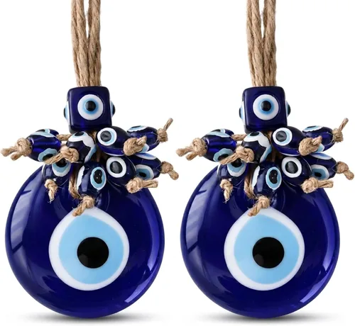 Vista 7 de Adorno decorativo turco de ojo turco de 2.3 pulgadas, colgante de pared azul de ojo turco para colgar en una caja, decoración de pared con dije de 1