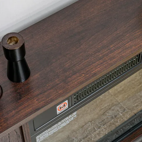 Vista 8 de HOMCOM Chimenea eléctrica de 26" con mantel envolvente Independiente marrón Marrón Oscuro
