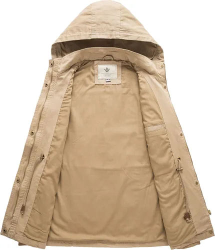 Vista 3 de WenVen Chaqueta militar de algodón para mujer, ligera, informal, con capucha, Anorak