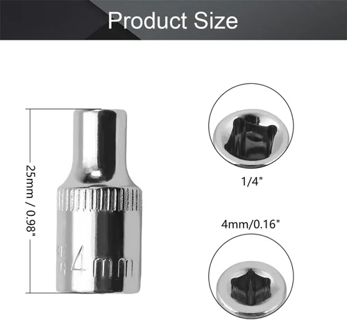 Vista 2 de Utoolmart 1/4-Inch Drive 0.157 in 6-Point Zócalo poco profundo, métrico, Cr-V Cromo-vanadio 4 Pcs
