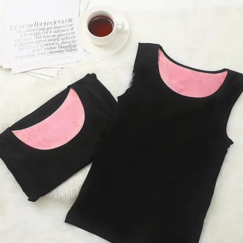 Vista 6 de Neer Ropa interior con forro polar para mujer, camiseta sin mangas cálida de algodón, ropa interior térmica para mujer, camisola sin mangas, capa