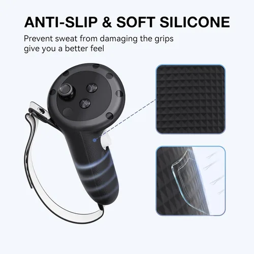 Vista 2 de APEXINNO VR Controller Grips Cover for Meta Quest 3 Accessories, Silicone Hand Grips Skin Protector for Oculus Quest 3 Controllers, with Adjustable